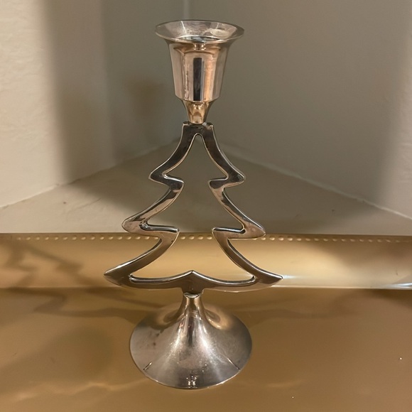 International Silver Company Silver Christmas Tree Candlestick Holder Set - Picture 10 of 12